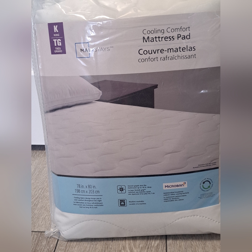 Brand New Mainstays White Cooling Comfort Mattress Pad